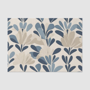 Blue Beige Mid Century Modern Floral Tissue Paper