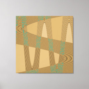 Blue Beige Modern Abstract Wave Pattern Canvas Print