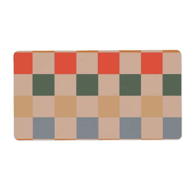 Blue Beige Orange Brown Chequered Gingham Pattern (Front)