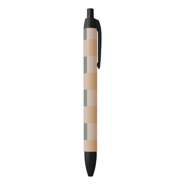 Blue Beige Orange Brown Chequered Gingham Pattern Black Ink Pen (Bottom (Vertical))
