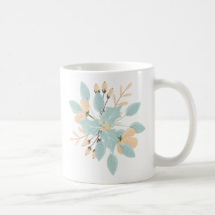 Blue Beige Pastel Winter Botanical Illustration Coffee Mug