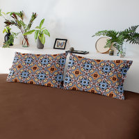 Blue Beige Taupe Dark Brown Tribe Art