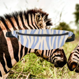 Blue & Beige Zebra Print Fanny Pack – Stylish