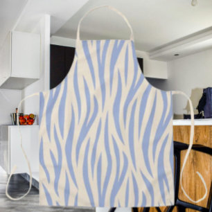 Blue & Beige Zebra Stripe Apron – Stylish Print