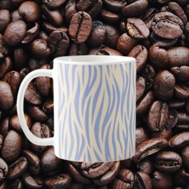 Blue & Beige Zebra Stripe Classic Mug – Stylish (Creator Uploaded)