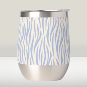 Blue & Beige Zebra Stripe Stemless Wine Tumbler