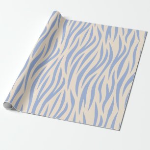 Blue & Beige Zebra Stripe Wrapping Paper – Stylish