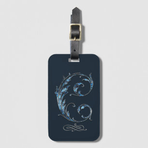 Blue Bejeweled C Luggage Tag