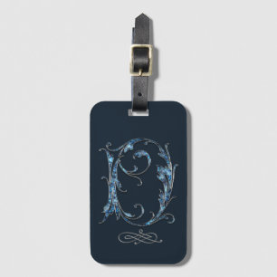 Blue Bejeweled D Luggage Tag