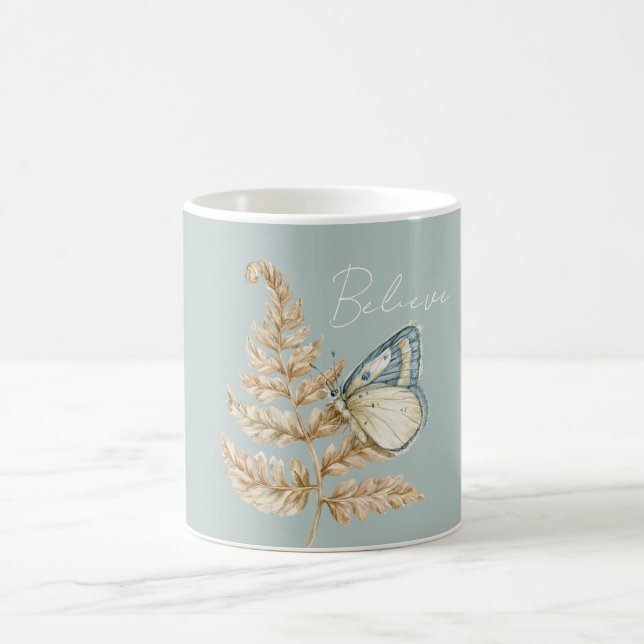 Blue Believe Butterfly Coffee Mug (Center)