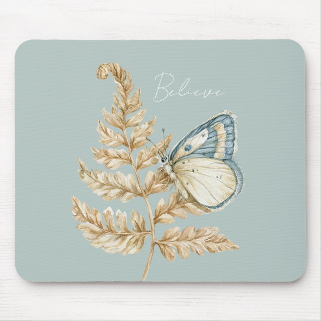Blue Believe Butterfly Mouse Mat (Front)