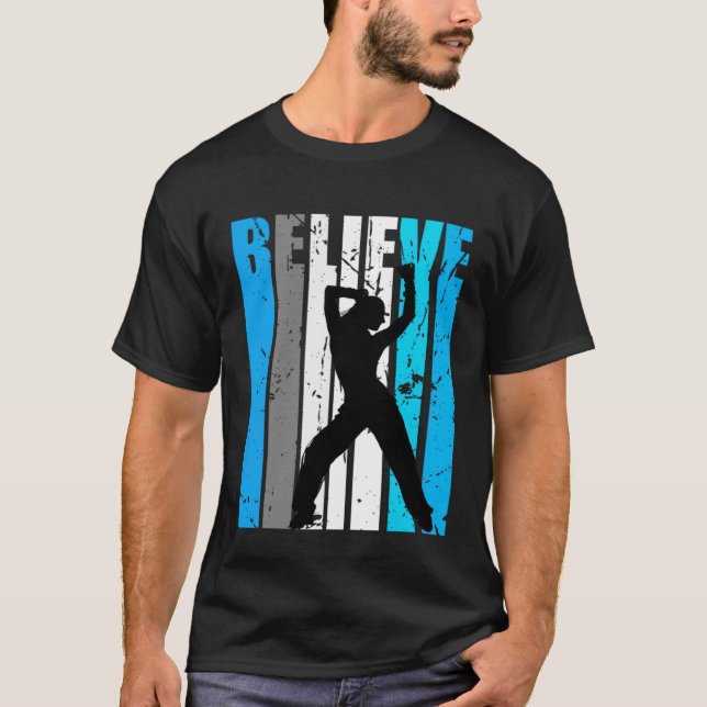 Blue Believe Dance Motivational Girls Team Retro T-Shirt (Front)