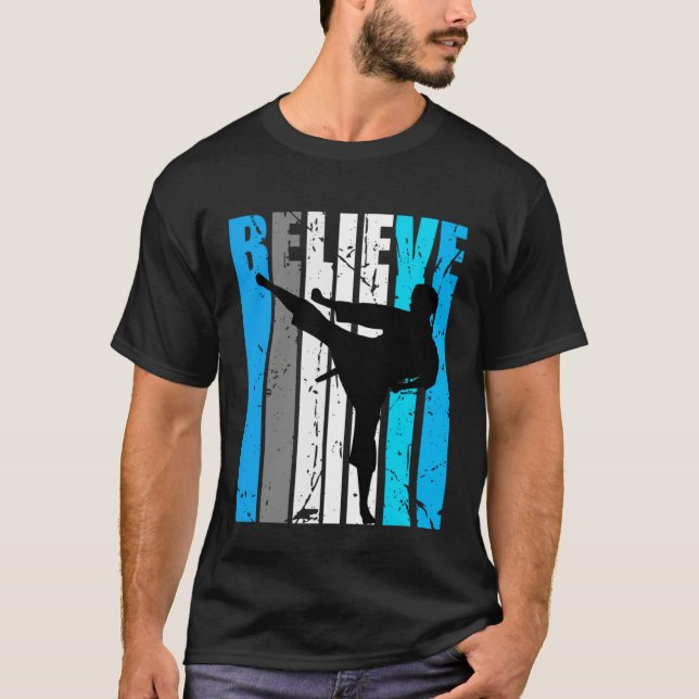 Blue Believe Jiu Jitsu Motivational Girls Team Ret T-Shirt (Front)