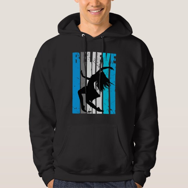 Blue Believe Motivational Girls Dance Retro Graphi Hoodie (Front)