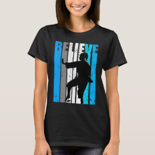 Blue Believe Motivational Girls Karate Retro Graph T-Shirt