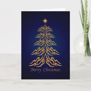 Blue Bell Christmas Tree Greetings Card