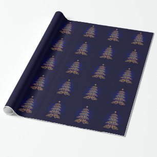 Blue Bell Christmas Tree Wrapping Paper