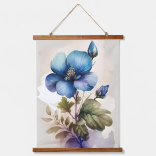 Blue Bell Flower Floral Watercolor Hanging Tapestry