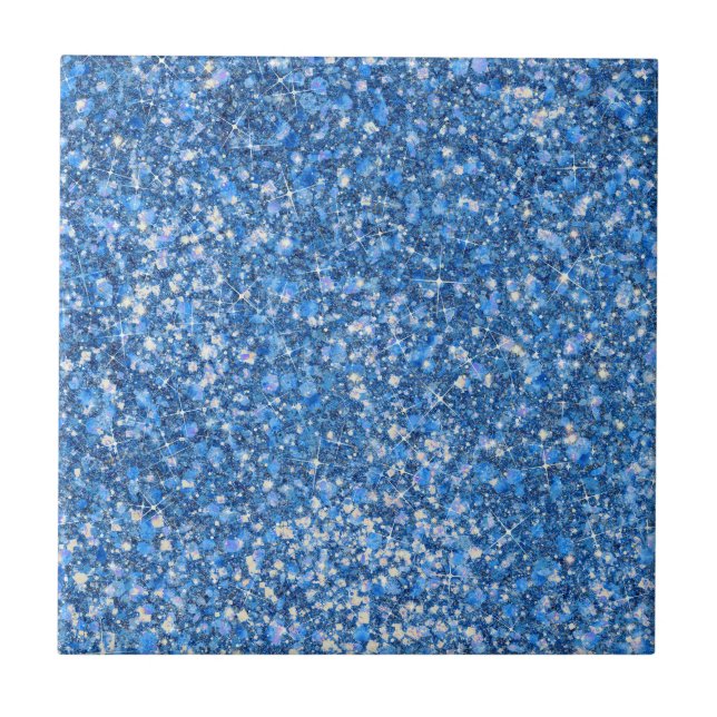 Blue Belle Colour Faux Glitter Tile (Front)