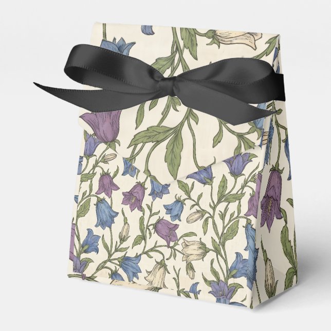 Blue Bellflower Pattern - Aesthetic Botanical Flor Favour Box (Front Side)