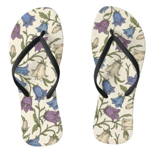 Blue Bellflower Pattern - Aesthetic Botanical Flor Flip Flops