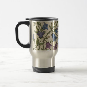 Blue Bellflower Pattern - Aesthetic Botanical Flor Travel Mug