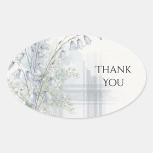 Blue Bellflower Tartan Wedding Thank You Sticker