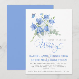 Blue Bellflower Wedding Invitation