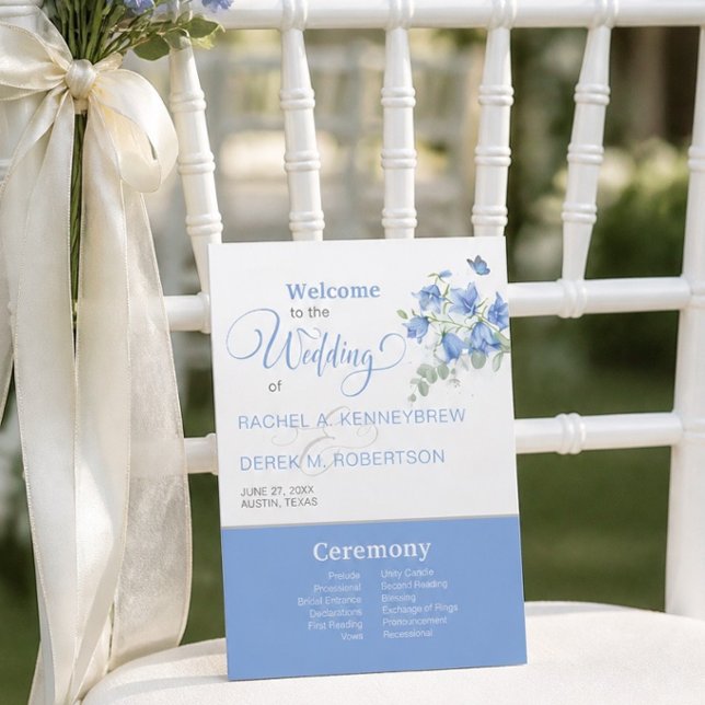 Blue Bellflower Wedding Program Invitation (Creator Uploaded)
