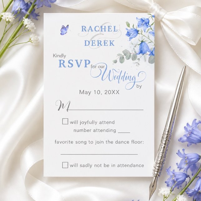 Blue Bellflower Wedding RSVP Card (Creator Uploaded)