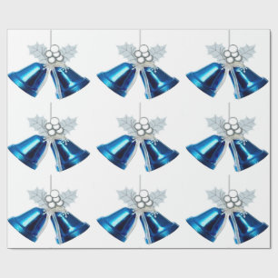 Blue Bells And White Holly Wrapping Paper