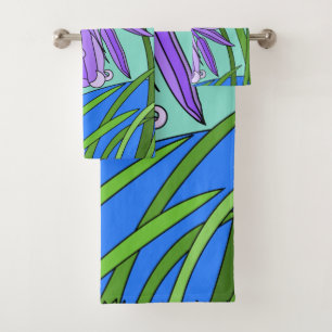 Blue bells in the forest bath towel set