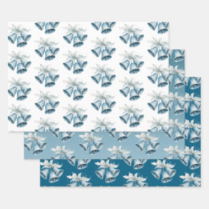 Blue Bells White Christmas  Wrapping Paper Sheet