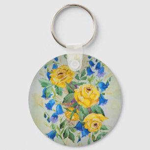 Blue bells with roses key ring