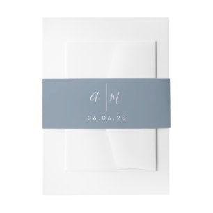 Blue Belly Band, Editable Monogram Invitation Belly Band