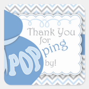 Blue Belly Bump Baby Shower Favour Stickers