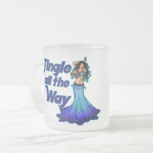 Blue belly dancer frosted glass coffee mug