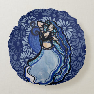 Blue Belly Dancer Round Cushion