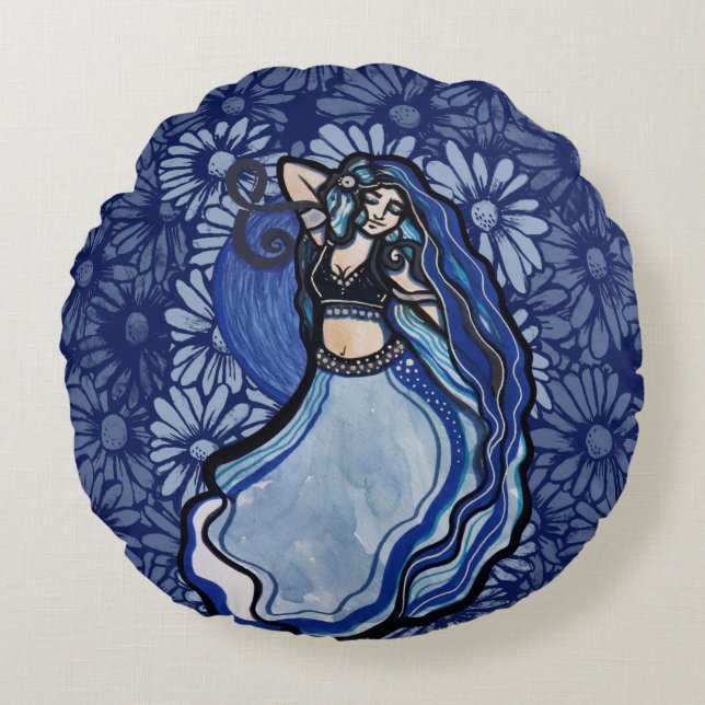 Blue Belly Dancer                              Round Cushion (Front)