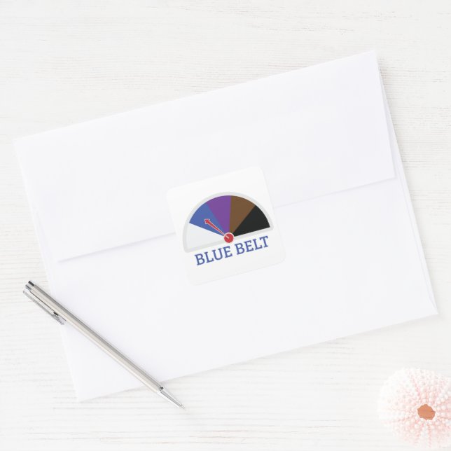 Blue Belt Jiu Jitsu Speedometer Square Sticker (Envelope)