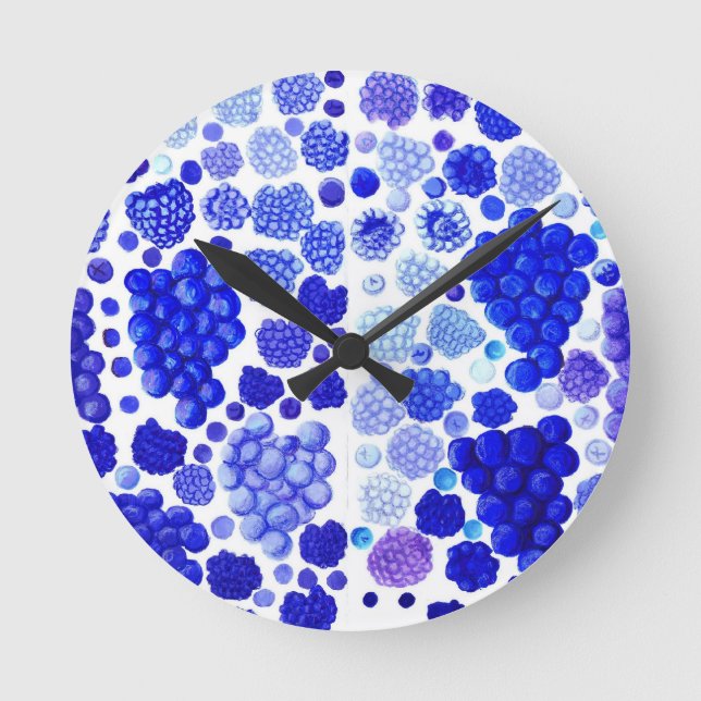 Blue Berries And Blue Grapes Round Wall Clock (Front)