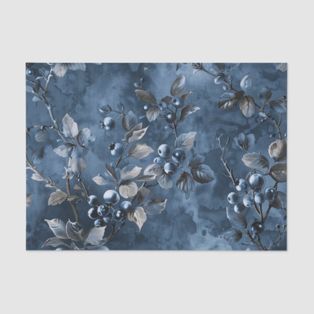 Blue berries Fruit Vintage Inspired Tissue Paper (Front)