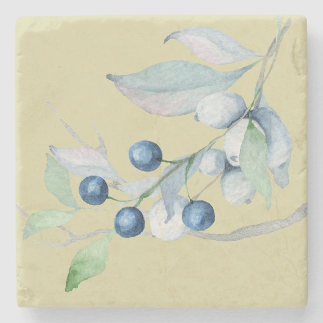 Blue Berries  Stone Coaster (Front)