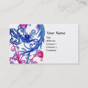 BLUE  BERRIES SWIRLS metallic platinum Business Card