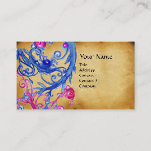 BLUE BERRIES SWIRLS parchment Business Card