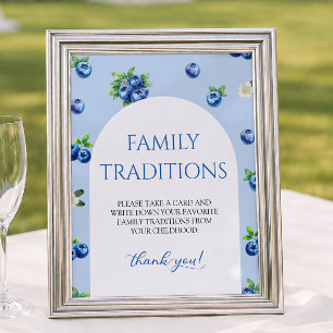 Blue Berry Baby Shower Family Traditions Game Poster