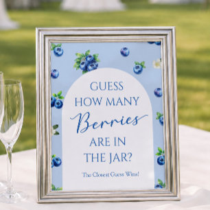 Blue Berry Baby Shower Guess How Many Berries Game Poster