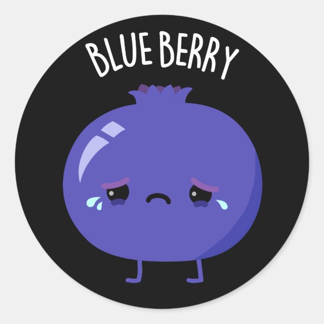 Blue Berry Funny Blueberry Pun Dark BG Classic Round Sticker (Front)