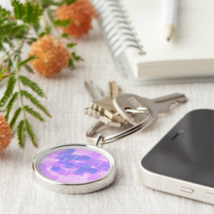 "Blue Berry" Geometric Art Key Ring