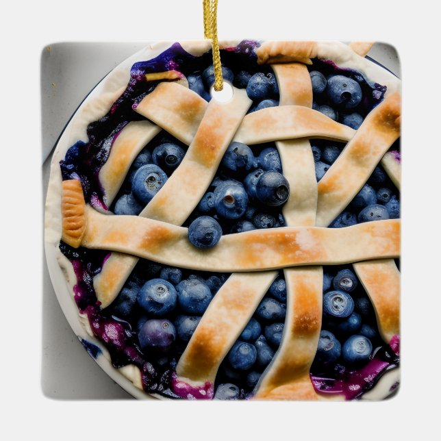 Blue Berry Pie Christmas Humour  | Funny Food Pun Ceramic Ornament (Front)
